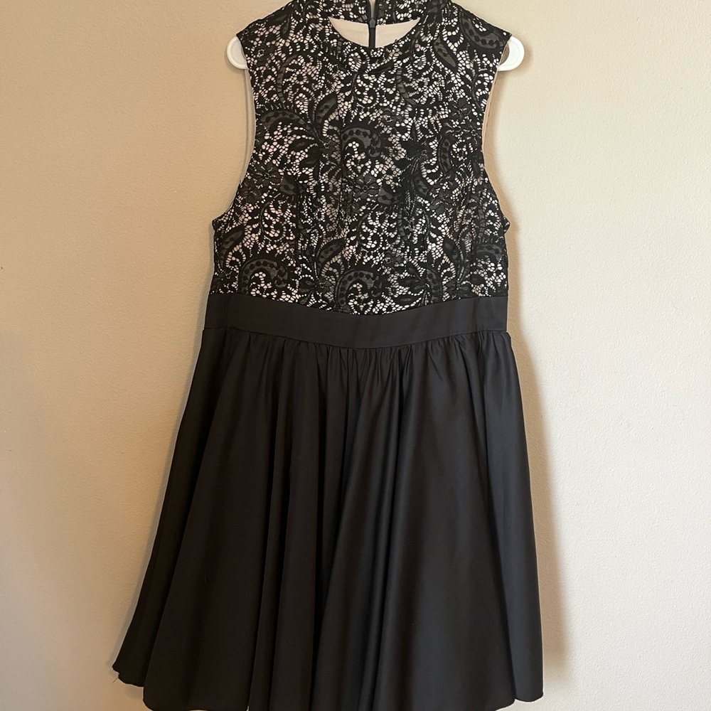 Gorgeous black lace top dress with satiny bottom
